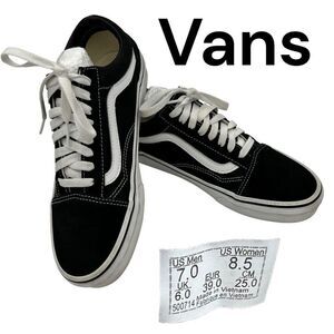 Vans unisex Old Skool Lace Up Canvas Low Top Skate Sneakers Black White 8.5W/7M